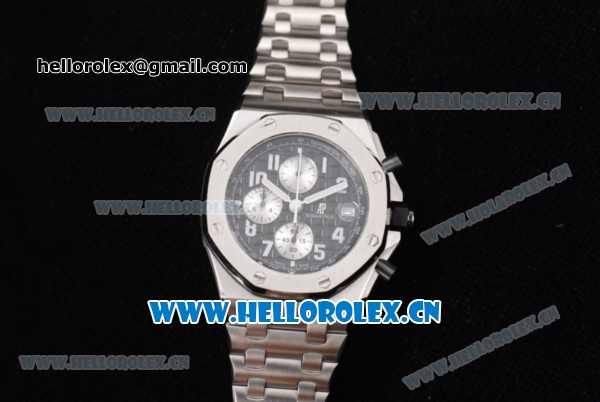 Audemars Piguet Royal Oak Offshore Seiko VK67 Quartz Stainless Steel Case/Bracelet with Black Dial and Arabic Numeral Markers Silver Subdials - Click Image to Close